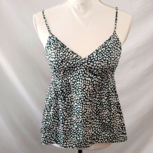 Gap Forest Green/White Print Spaghetti Strap Top Women's Size XS